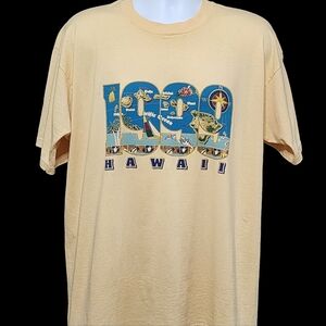 Vtg 1999 HAWAII Fruit Of The Loom T Shirt Size L Yellow